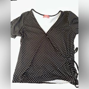 black polka dot top